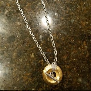 Brighton Salon Disc Silver Gold Toggle Necklace